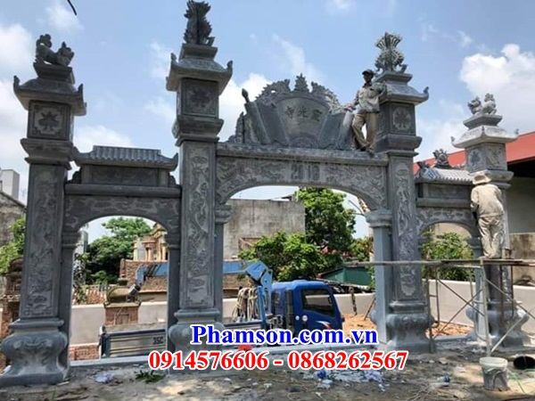 06 Mẫu cổng đá ninh bình tự nhiên tam quan tứ trụ đình đền chùa miếu nhà thờ từ đường dòng họ gia tộc tổ tiên đẹp bán tại Trà Vinh