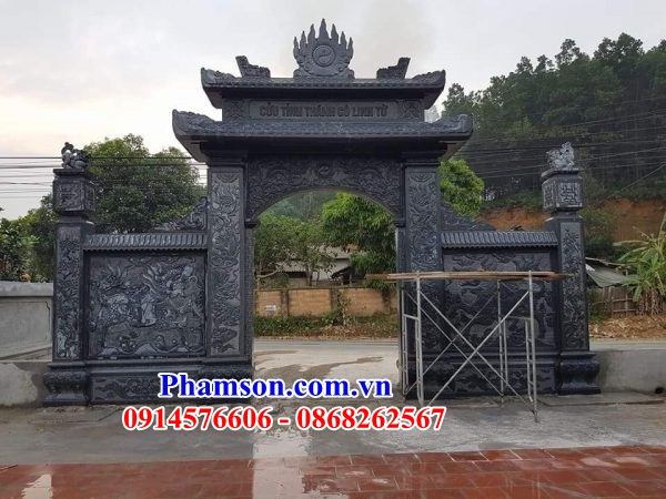 06 Mẫu cổng đá xanh tự nhiên tam quan tự nhiên đình đền chùa miếu nhà thờ từ đường dòng họ gia tộc tổ tiên đẹp bán tại Trà Vinh