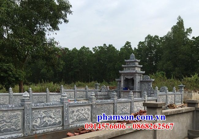 06 Tường hàng rào lan can đình đền chùa nhà thờ từ đường nghĩa trang khu lăng mộ đình đền chùa miếu gia đình dòng họ bằng đá xanh đẹp bán tại Quảng Bình