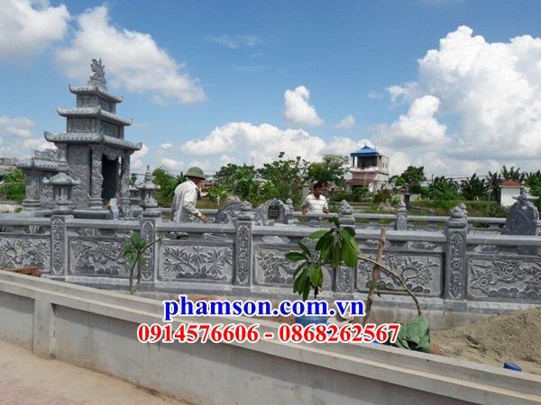 06 Tường hàng rào lan can đình đền chùa nhà thờ từ đường nghĩa trang khu lăng mộ đình đền chùa miếu gia đình dòng họ bằng đá xanh ninh bình đẹp bán tại Quảng Bình
