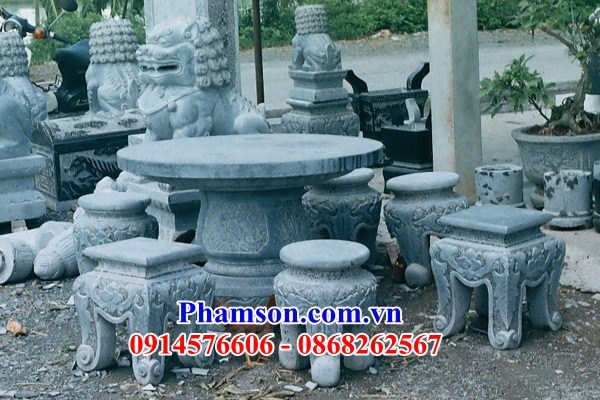 08 Bộ bàn ghế bằng đá ninh bình tự nhiên sân vườn biệt thự tiểu cảnh đẹp bán tại Quảng Ninh