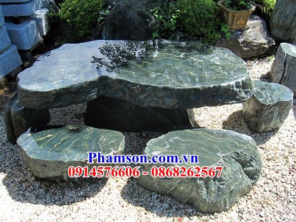 08 Bộ bàn ghế bằng đá xanh tự nhiên sân vườn biệt thự tiểu cảnh đẹp bán tại Quảng Ninh