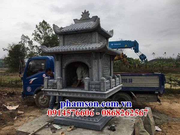 08 Cây hương miếu kỳ đài bàn thờ đá xanh nguyên khối thờ sơn thần linh thổ địa cửu trùng ngoài trời đẹp bán tại Quảng Ninh