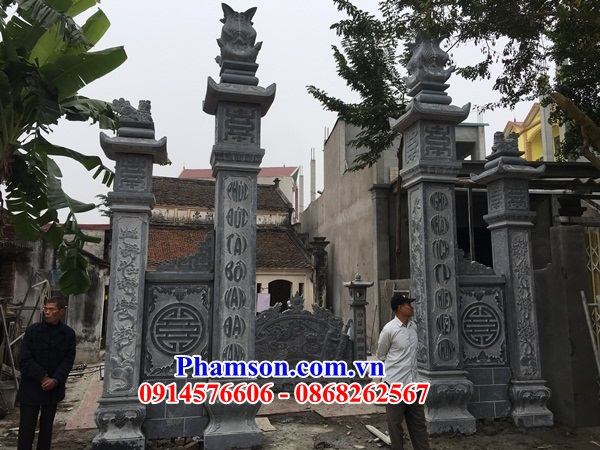 08 Mẫu cổng đá ninh bình tam quan tứ trụ đình đền chùa miếu nhà thờ từ đường gia đình dòng họ ông bà tổ tiên đẹp bán tại Bắc Ninh