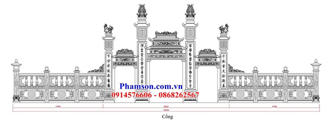 08 Mẫu cổng đá ninh bình thiết kế hiện đại tam quan tứ trụ đình đền chùa miếu nhà thờ từ đường gia đình dòng họ ông bà tổ tiên đẹp bán tại Bắc Ninh