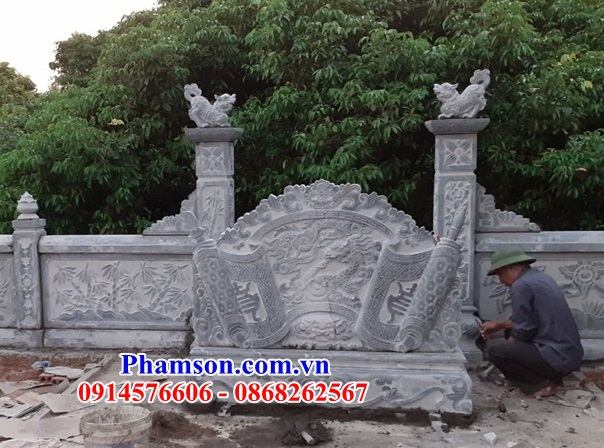 09 Cuốn thư bức bình phong đá ninh bình khu lăng mộ nghĩa trang gia đình dòng họ đẹp bán tại Vĩnh Phúc