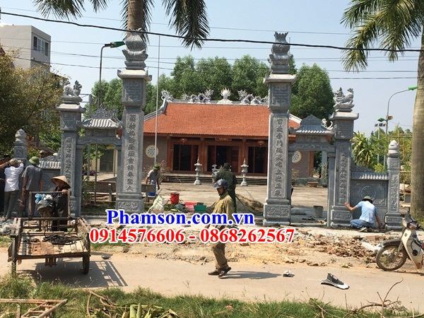 09 Mẫu cổng đá ninh bình nguyên khối tam quan tứ trụ đình đền chùa miếu nhà thờ từ đường gia đình dòng họ tổ tiên đẹp bán tại Bắc Giang