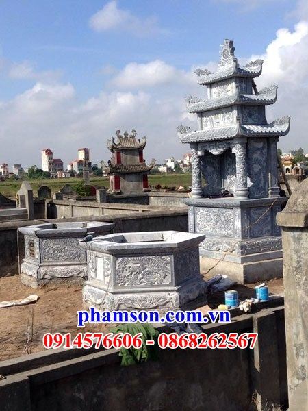 09 Mộ mồ mả đá ninh bình nguyên khối hình lục lăng bát giác ông bà bố mẹ ba má đẹp bán tại Đà Nẵng