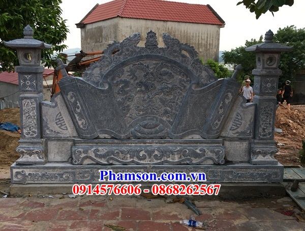 10 Cuốn thư bức bình phong đá xanh phong thủy đình đền chùa miếu nghĩa trang khu lăng mộ mồ mả đẹp bán tại Phú Thọ
