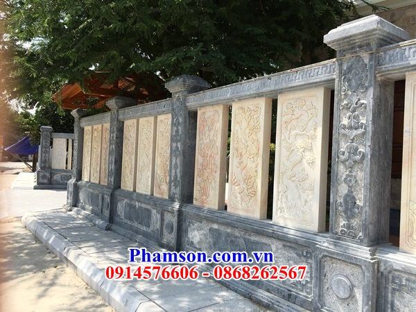 10 Hàng tường rào lan can đình đền chùa miếu nhà thờ từ đường nghĩa trang khu lăng mộ mồ mả gia đình dòng họ tổ tiên bằng đá vàng đẹp bán tại Quảng Ngãi