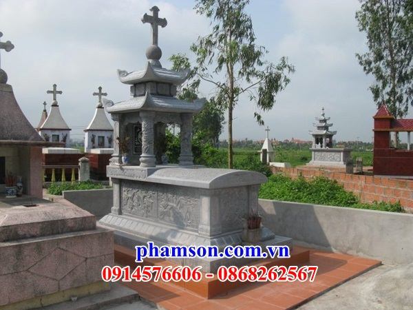 10 Mộ đá xanh khu lăng nghĩa trang mồ mả ông bà bố mẹ ba má cất giữ để hũ tro hài cốt công giáo đạo thiên chúa đẹp bán tại Bạc Liêu