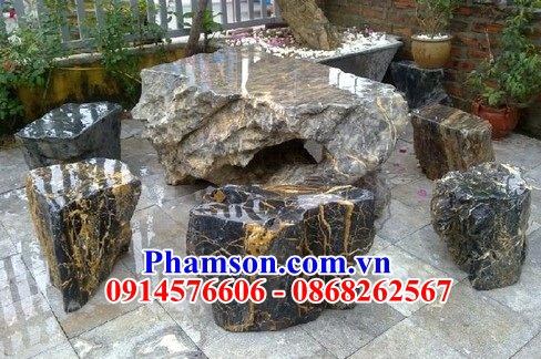 11 Bộ bàn ghế đá tự nhiên cao cấp đẹp đặt sân vườn biệt thự tiểu cảnh tự gia bán TP Hồ Chí Minh