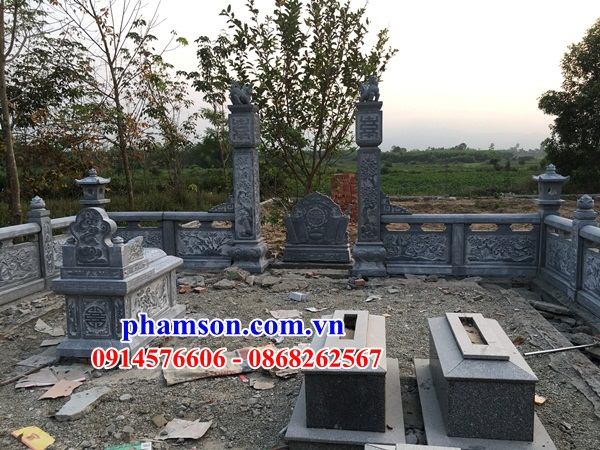 11 Hàng rào tường bao lan can đá xanh cao cấp đình đền chùa miếu nhà thờ từ đường nghĩa trang khu lăng mộ mồ mả gia đình dòng họ tổ tiên đẹp bán tại Bình Định
