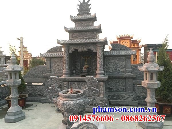 11 kỳ đài củng miếu cây hương lăng lầu bằng đá xanh ninh bình thờ chung nghĩa trang khu lăng mộ mồ mả gia đình dòng họ ông bà bố mẹ đẹp bán tại Lào Cai
