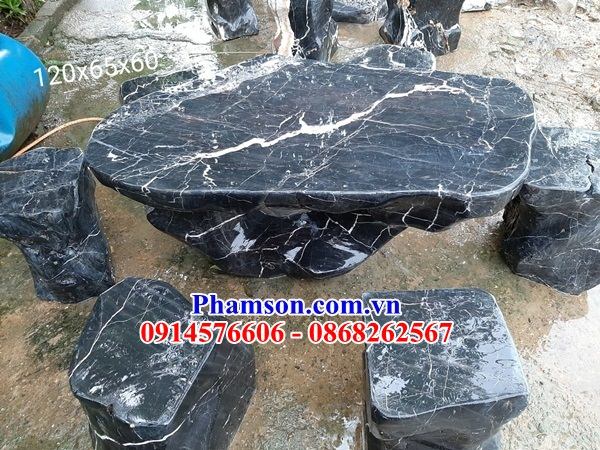 12 Bàn ghế đá xanh đen cao cấp đặt sân vườn biệt thự tiểu cảnh nhà tư gia đẹp bán Lâm Đồng