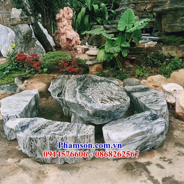 12 Bàn ghế đá xanh ngọc cao cấp đặt sân vườn biệt thự tiểu cảnh nhà tư gia đẹp bán Lâm Đồng