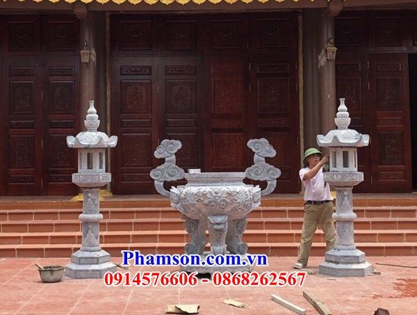 12 Đỉnh lư hương đèn đá xanh ninh bình thắp hương nhang đình đền chùa miếu nhà thờ từ đường nghĩa trang khu lăng mộ mồ mả đẹp bán tại Thừa Thiên Huế