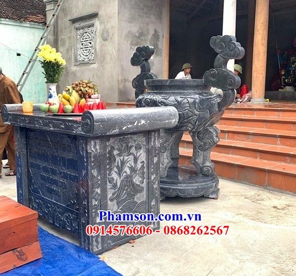 12 Đỉnh lư hương đèn đá xanh tự nhiên thắp hương nhang đình đền chùa miếu nhà thờ từ đường nghĩa trang khu lăng mộ mồ mả đẹp bán tại Thừa Thiên Huế