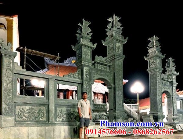 12 Mẫu cổng đá hiện đại tứ trụ tam quan đình đền chùa miếu từ đường nhà thờ họ tổ tiên gia tộc đẹp bán tại Hải Phòng