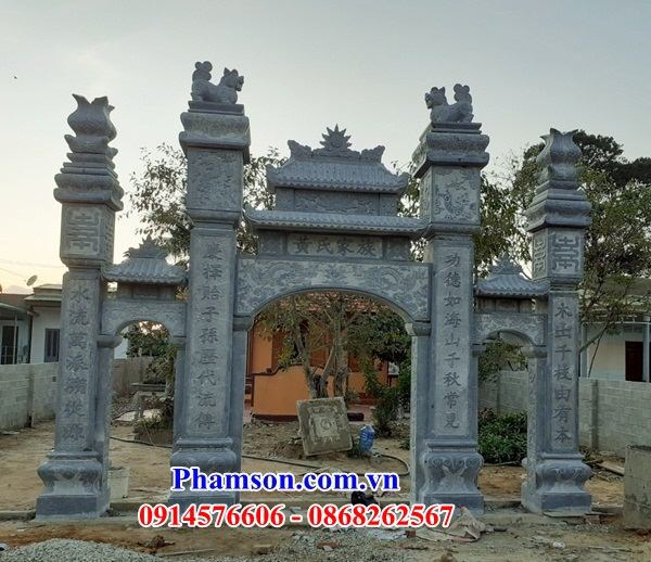 12 Mẫu cổng đá nguyên khối hiện đại tứ trụ tam quan đình đền chùa miếu từ đường nhà thờ họ tổ tiên gia tộc đẹp bán tại Hải Phòng