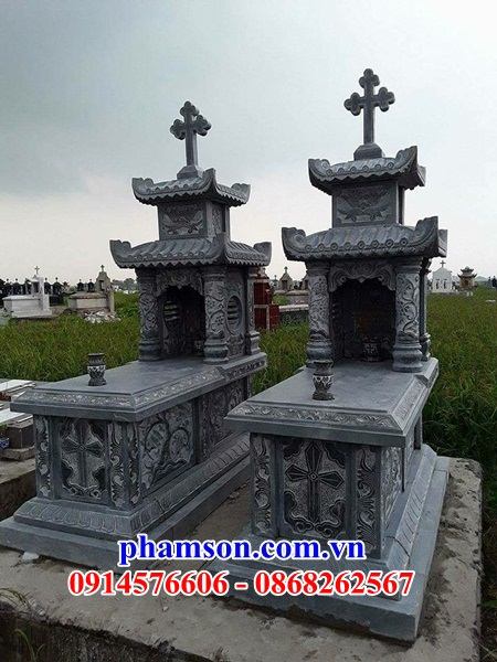 12 Mộ đá khu lăng nghĩa trang mồ mả đôi hai ba ngôi liền nhau gia đình ông bà bố mẹ ba má cất giữ để tro hài cốt công giáo đạo thiên chúa đẹp bán tại Tây Ninh
