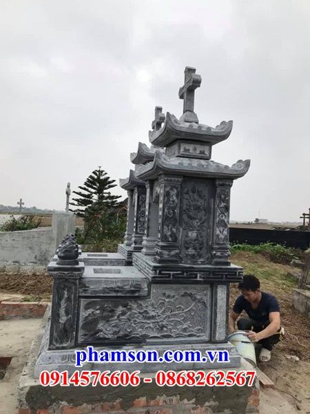 12 Mộ đá thanh hóa khu lăng nghĩa trang mồ mả gia đình ông bà bố mẹ ba má cất giữ để tro hài cốt công giáo đạo thiên chúa đẹp bán tại Tây Ninh