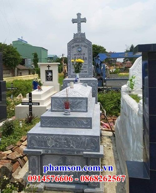 12 Mộ đá xanh khu lăng nghĩa trang mồ mả gia đình ông bà bố mẹ ba má cất giữ để tro hài cốt công giáo đạo thiên chúa đẹp bán tại Tây Ninh