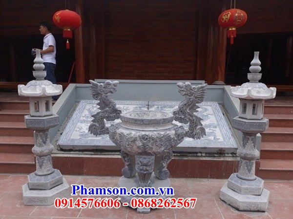 13 Đỉnh lư hương đèn đá tự nhiên nguyên khối thắp hương nhang đình đền chùa nhà thờ từ đường nghĩa trang khu lăng mộ mồ mả đẹp bán tại Đà Nẵng
