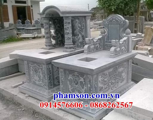 13 Mộ mồ mả một mái ông bà gia đình dòng họ bố mẹ bằng đá xanh bán tại Lạng Sơn