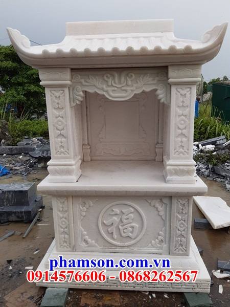 14 Bàn đá trắng thờ ông thiên sơn thần mẫu cửu trùng ngoài trời có mái che đẹp bán tại Tuyên Quang