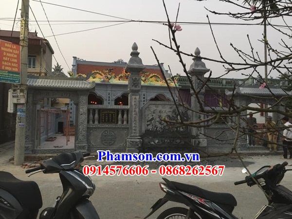 14 Cổng đá tự nhiên nguyên khối tứ trụ tam quan nhà thờ từ đường dòng họ gia tộc tổ tiên đình đền chùa miếu đẹp bán tại Quảng Ninh
