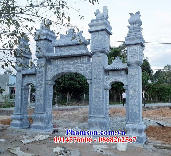 14 Cổng đá tự nhiên tứ trụ tam quan nhà thờ từ đường dòng họ gia tộc tổ tiên đình đền chùa miếu đẹp bán tại Quảng Ninh