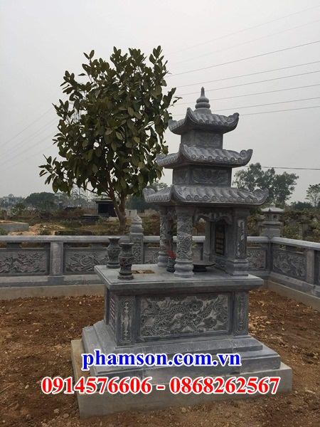 14 Mộ mồ mả gia đình dòng họ ông bà bố mẹ ba mái bằng đá xanh đẹp bán tại Thanh Hóa