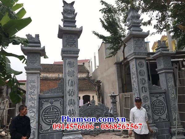 15 Cổng tứ trụ tam quan đá thanh hóa nhà thờ nguyên khối từ đường dòng ho tổ tiên đình đền chùa miếu đẹp bán tại Thái Bình