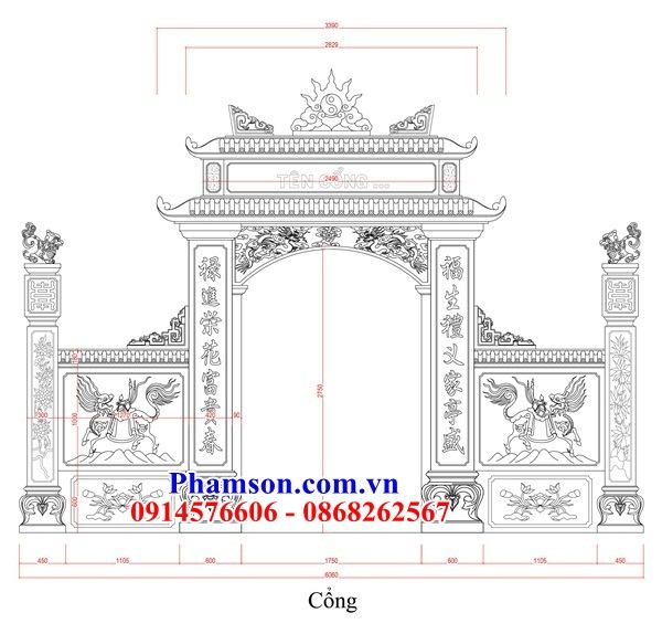 16 Cổng đá ninh bình thiết kế tứ trụ tam quan nhà thờ từ đường dòng họ gia đình tổ tiên đẹp bán tại Nam Định