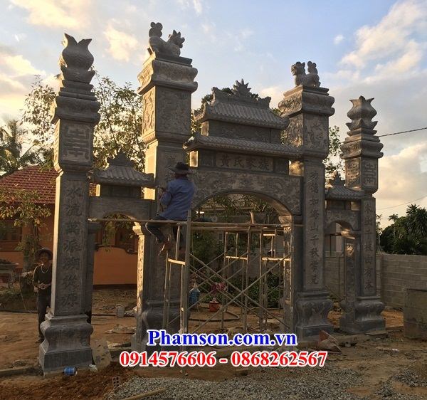 17 Cổng đá thanh hóa tứ trụ tam quan nhà thờ từ đường gia đình dòng họ tổ tiên đẹp bán tại Hà Nam