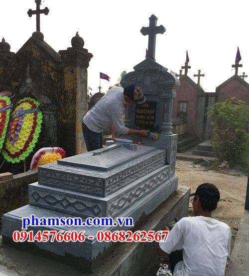 17 Mộ đá xanh khu lăng mộ nghĩa trang mồ mả cất để hũ tro hài cốt ông bà bố mẹ ba má công giáo đạo thiên chúa đẹp bán tại TP Hồ Chí Minh