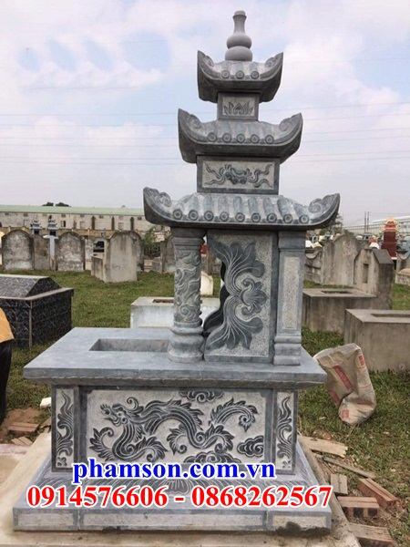 17 Mộ mồ mả gia đình dòng họ ông bà bố mẹ ba mái bằng đá xanh đẹp bán tại Quảng Bình
