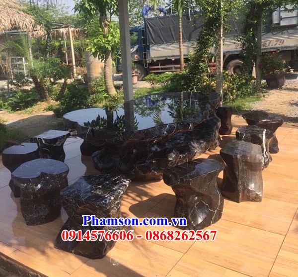 18 Bàn ghế đá đen nguyên khối hiện đại Ninh Thuận