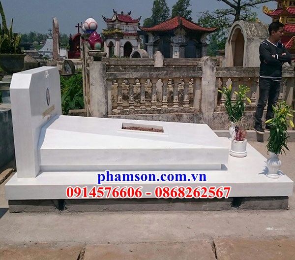 18 Mộ đá trắng khu lăng nghĩa trang gia đình dòng họ cất giữ để hũ tro hài cốt ông bà bố mẹ ba má công giáo đạo thiên chúa đẹp bán tại Lâm Đồng
