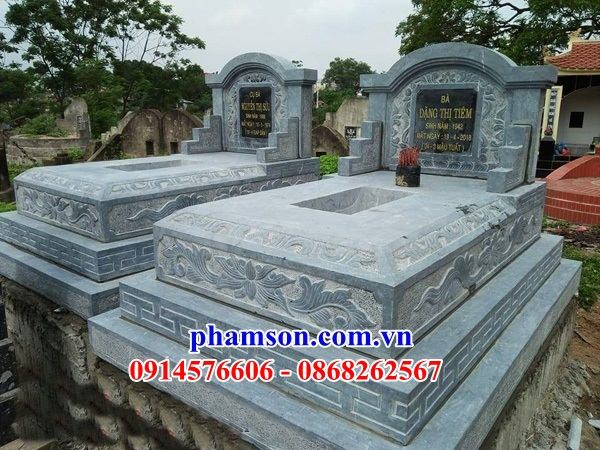 21 Mộ mồ mả bằng đá tự nhiên nguyên liền khối cao cấp hiện đại đơn giản không mái tam ba năm cấp đẹp bán tại Sài Gòn