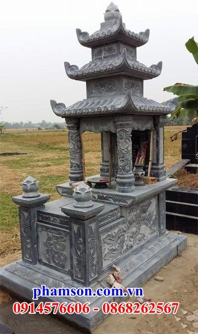 22 Mẫu mộ mồ mả gia đình dòng họ bố mẹ ba mái bằng đá tự nhiên nguyên khối đẹp bán tại Đà Nẵng