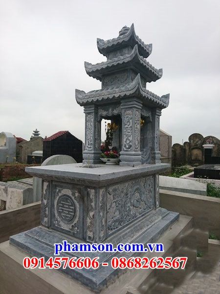 22 Mẫu mộ mồ mả gia đình dòng họ bố mẹ ba mái bằng đá xanh đẹp bán tại Đà Nẵng