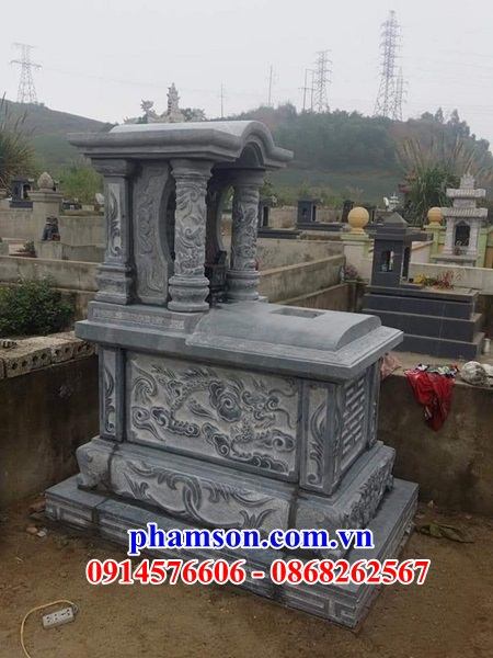22 Mộ mồ một mái cất giữ để đựng hũ hộp tro hài cốt gia đình dòng họ ông bà bố mẹ bằng đá thanh hóa đẹp bán tại Trà Vinh