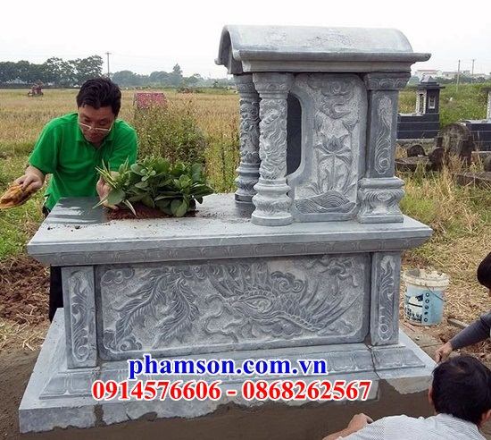22 Mộ mồ một mái cất giữ để đựng hũ hộp tro hài cốt gia đình dòng họ ông bà bố mẹ bằng đá xanh đẹp bán tại Trà Vinh