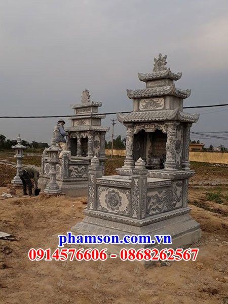 23 Mộ mồ mả gia đình dòng họ ông bà bố mẹ ba mái bằng đá ninh bình đẹp bán tại Quảng Nam
