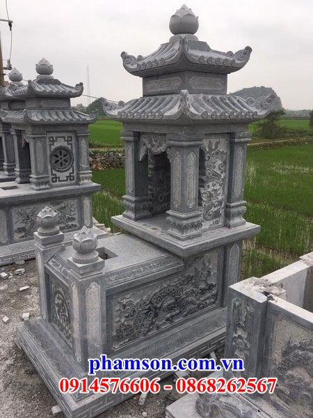 24 Mộ mồ mả đá hai mái gia đình ông bà bố mẹ dòng họ đẹp bán tại Phú Thọ