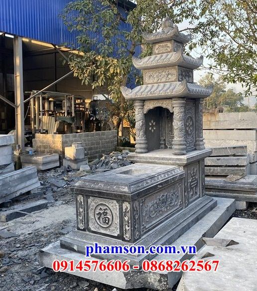 24 Mộ mồ mả gia đình dòng họ ông bà bố mẹ ba mái bằng đá thanh hóa đẹp bán tại Quảng Ngãi
