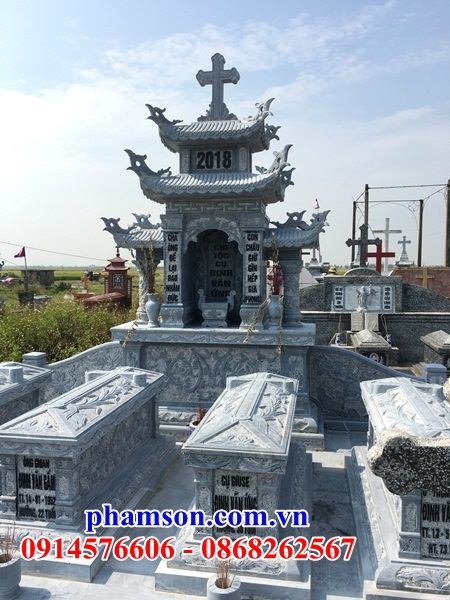 25 Mộ đá thanh hóa khu lăng nghĩa trang mồ mả cất giữ để hũ tro hài cốt gia đình dòng họ ông bà bố mẹ ba má công giáo đạo thiên chúa đẹp bán tại Phú Yên