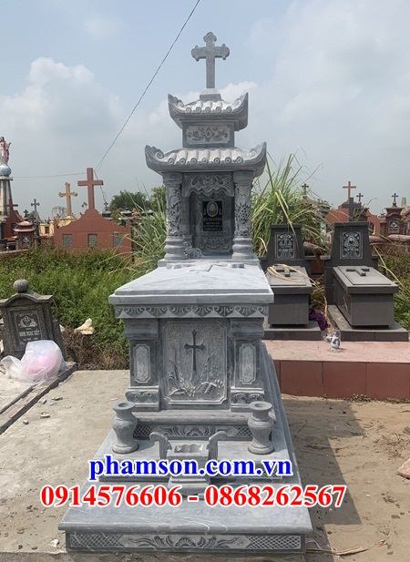 26 Mộ đá thanh hóa nghĩa trang khu lăng mồ mả cất giữ để hũ tro hài cốt gia đình dòng họ ông bà bố mẹ ba má công giáo đạo thiên chúa đẹp bán tại Bình Định